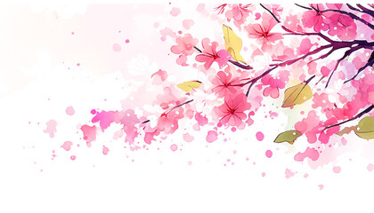 Obraz na płótnie Canvas 水彩風の桜の花びらの背景　Generative AI