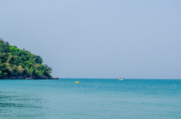 Views of the natural landscape, the beautiful tropical beach and the sea on a sunny day. Beach sea space