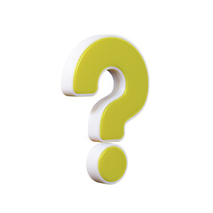Yellow question mark with white stroke. Isolated on a transparent background. 3d render