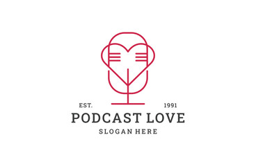 Love podcast logo design vector. Suitable for business .