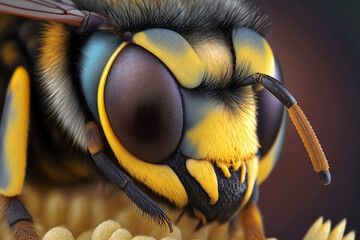 bee on a yellow flower, Generative AI