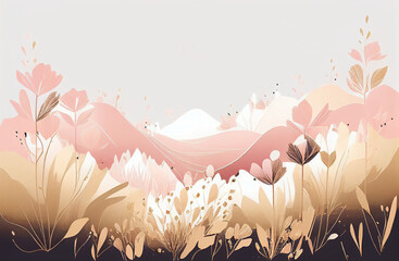 abstract flowers garden field painting illustration background created with Generative AI technology