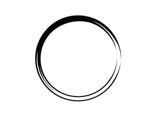 Grunge circle made of black paint.Grunge oval stamp made on the white background.