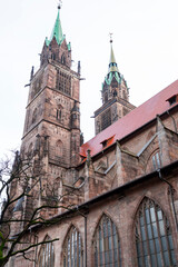 Fototapeta na wymiar Lorenz is a prominent Evangelical Lutheran Church in Bavaria, Nuremberg, Germany