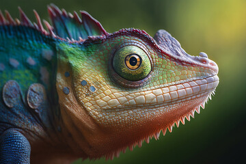 green iguana on a branch, Generative AI