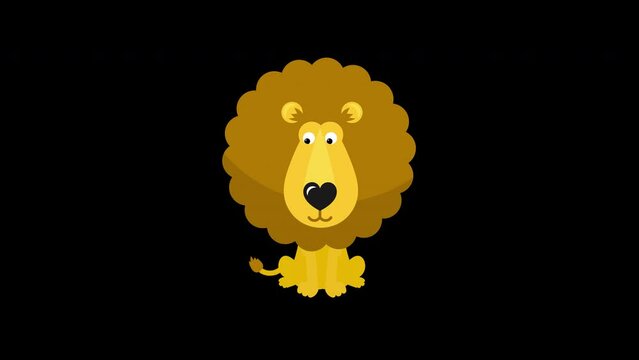 lion icon loop Animation video transparent background with alpha channel.