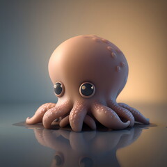 cute octopus 3d kawaii, made with generative ai