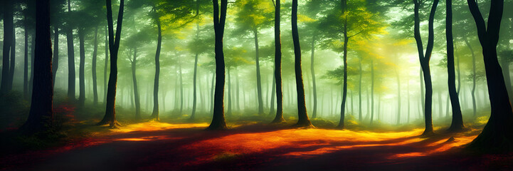 Mystical forest. AI generated illustration