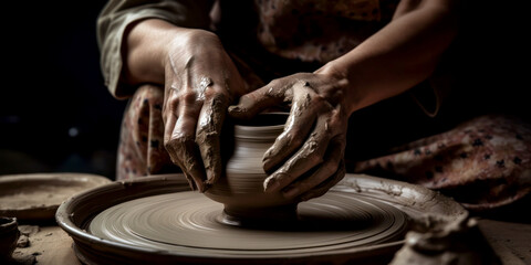 Hnads are pottery a Vase - obrazy, fototapety, plakaty