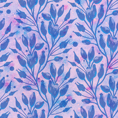 Seamless background with floral ornament. illustration in watercolor style. Design for packaging design, wrapping. Printing on fabric and paper.