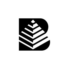 Letter B pyramid negative space logo