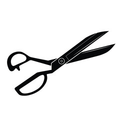 Scissor for sewing silhouette flat illustration vector isolated on white background. Scissor black and white icon for sewing concept. Tool for tailors.