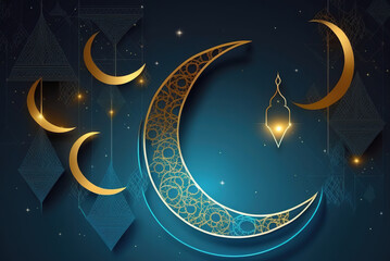 Obraz na płótnie Canvas Eid al-Fitr Moon Generative AI