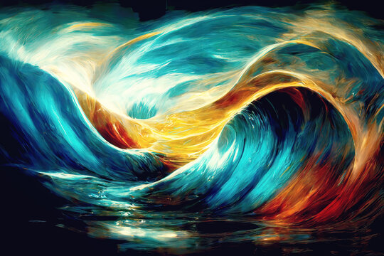 beautiful colored waves. Digital art.
