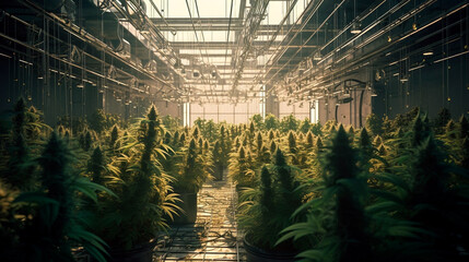 Cannabis cultivation farm industry. Generative AI - obrazy, fototapety, plakaty