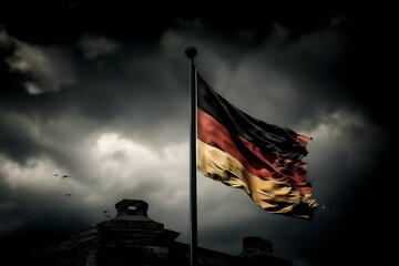 Tattered German Flag in the Wind (AI Generated)