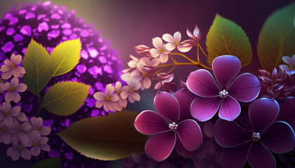 beautiful purple flowers with Summer .Generative AI.