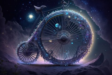 Mystic Bicycle Crafted from Starlight and Dreams Generative AI