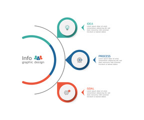 Business infographic design template circle with 3 options