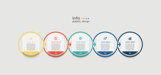 Business infographic design template circle with 5 options
