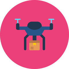 Drone Delivery Multicolor Circle Flat Icon