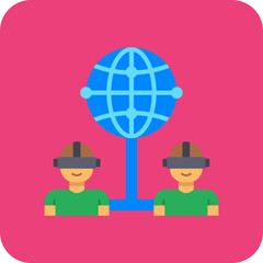 Network Multicolor Round Corner Flat Icon
