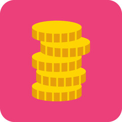 Coins Multicolor Round Corner Flat Icon