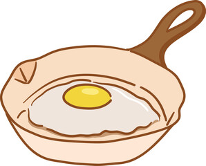 COFFEE DRIP TOOLS_COLOR DOODLE_fried egg in pan_fried egg_breakfast_EPS FILE