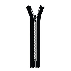 Zipper silhouette flat illstration vector isolated on white background. Black and white icon for sewing concept. Accessories for tailor.