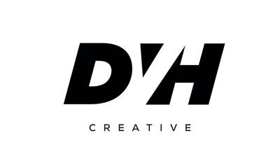 DVH letters negative space logo design. creative typography monogram vector