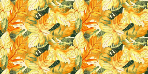 Calathea repeating pattern background, tropical leaves, abstract art design – created with generative AI