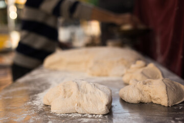 yeast dough for baking bread. cooking process