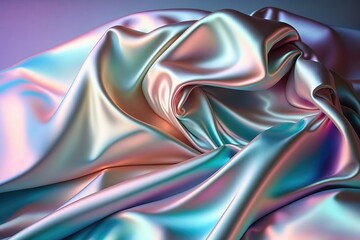 Silk Shiny Fabric Texture in Pastel Iridescent Holographic Colors: High-Resolution JPG Image for Digital and Print Projects