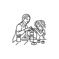 Children's volunteer black line icon. Pictogram for web page