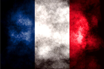 French flag double exposure. Basemap or background use. Double exposure creative hologram.