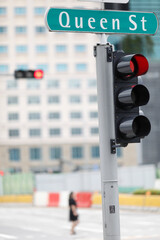 Daily life. Red light in the street. Singapore.