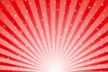 Red gradient background with concentration lines and stars.
