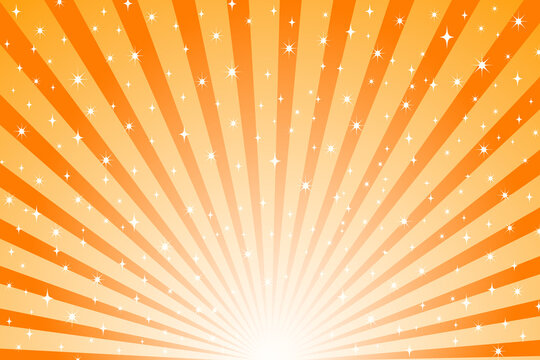 Sunrise image gradient orange background with concentration lines and stars.