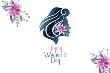 Happy womens day card with female flower face