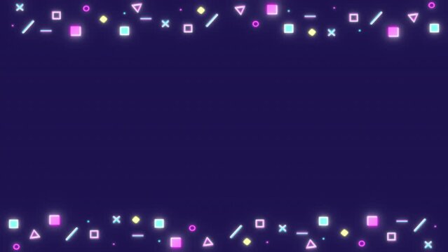 Abstract Tech Glowing Neon Square and Dots Motion Background With Glitch Effect