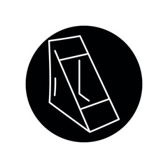 Sandwich packaging black line icon.