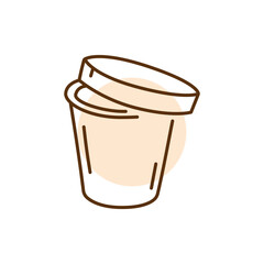 Cardboard lunch box for asian cuisine black line icon.