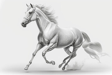 Naklejka na ściany i meble Running Of White Horse On Transparent Background, Generative Ai