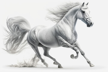 Obraz na płótnie Canvas Running Of White Horse On Transparent Background, Generative Ai