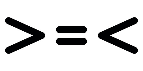 Less than greater than and equal symbol in mathematics. inequality symbols. - obrazy, fototapety, plakaty