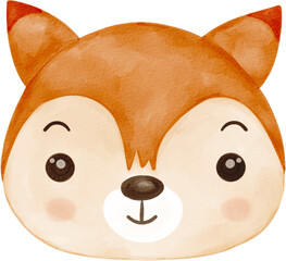 cute fox head watercolor
