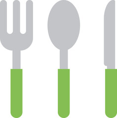 シンプルな持ち手が黄緑色のカトラリーのアイコン