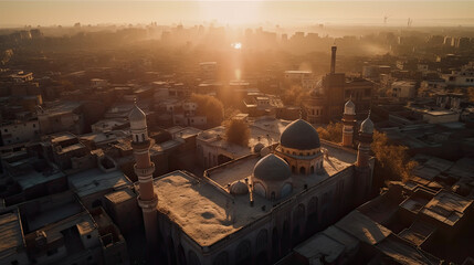 Fototapeta na wymiar cairo from the drone view created with Generative AI technology