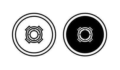 Railway car wheel icon. Symbol of the railway and transport. Detail of a train or rails.