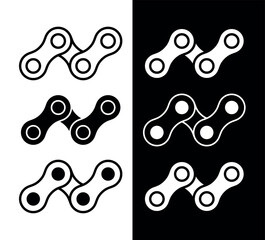 Roller chain links icon. Motorcycle or bicycle chain. Symbol of mechanisms or machines.